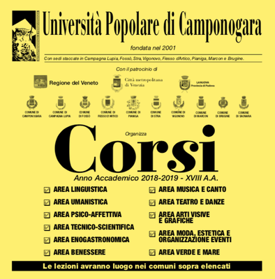 AVVIO CORSI a.a. 2018/2019 - Università Popolare di Camponogara