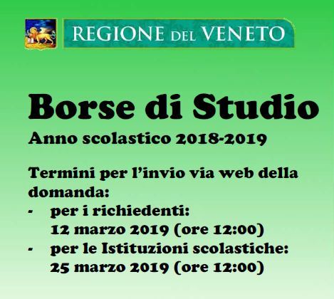 Borse di Studio Regione Veneto - per la scuola superiore