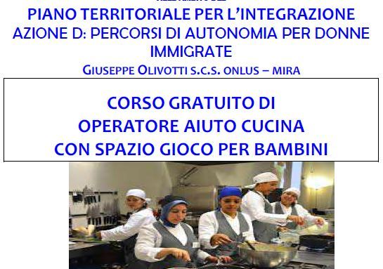 Piano Territoriale per l'Immigrazione: corso di italiano e corso gratuito di operatore aiuto cucina rivolto a donne immigrate